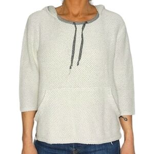 Roxy Pullover Knit Hoodie Size Medium Creme 3/4 Sleeve